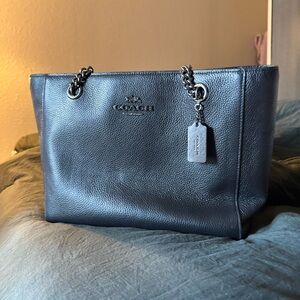 Coach Black Leather Tote Bag